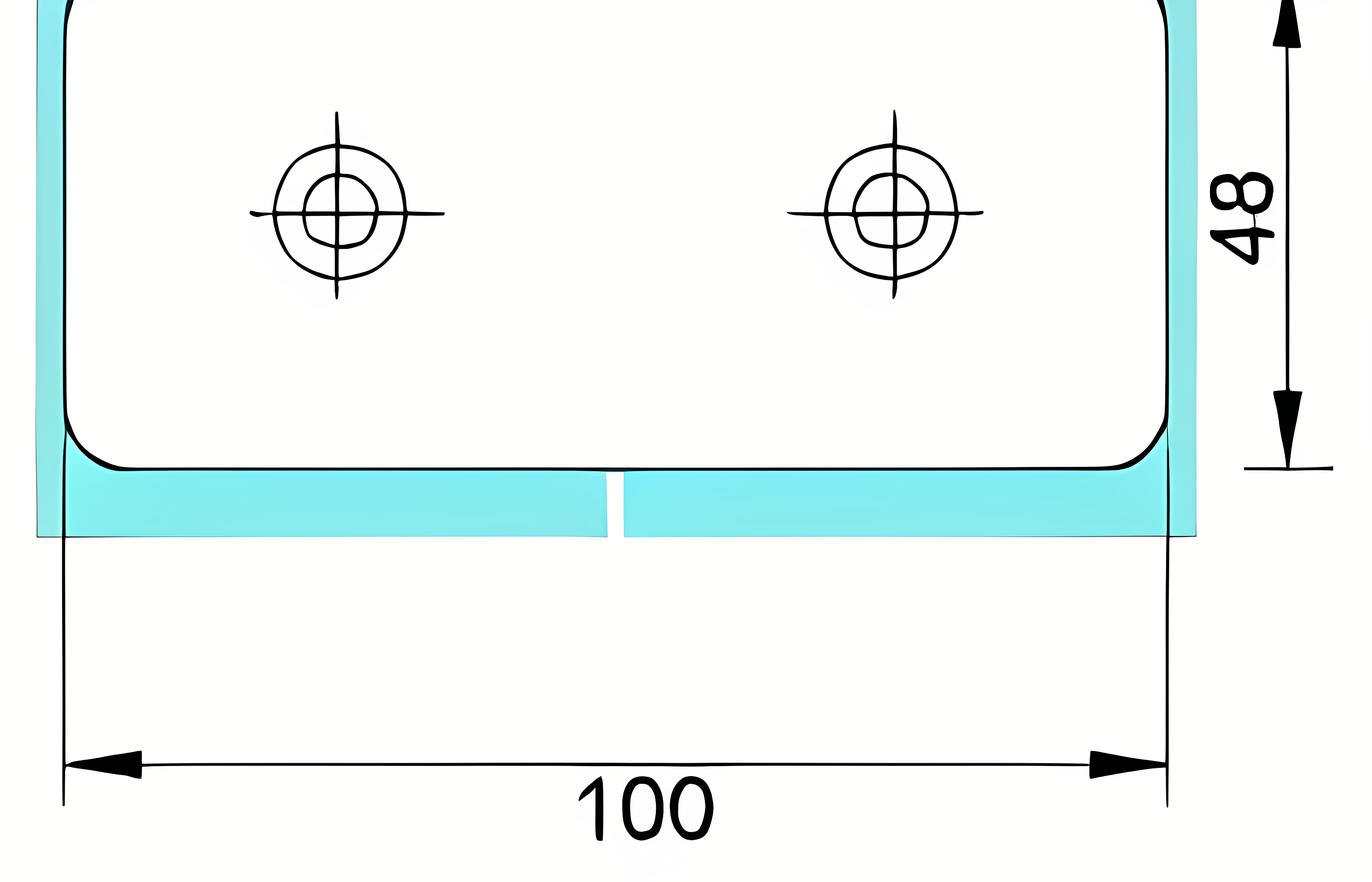 Section through the glass, 8, 10 and 12 mm