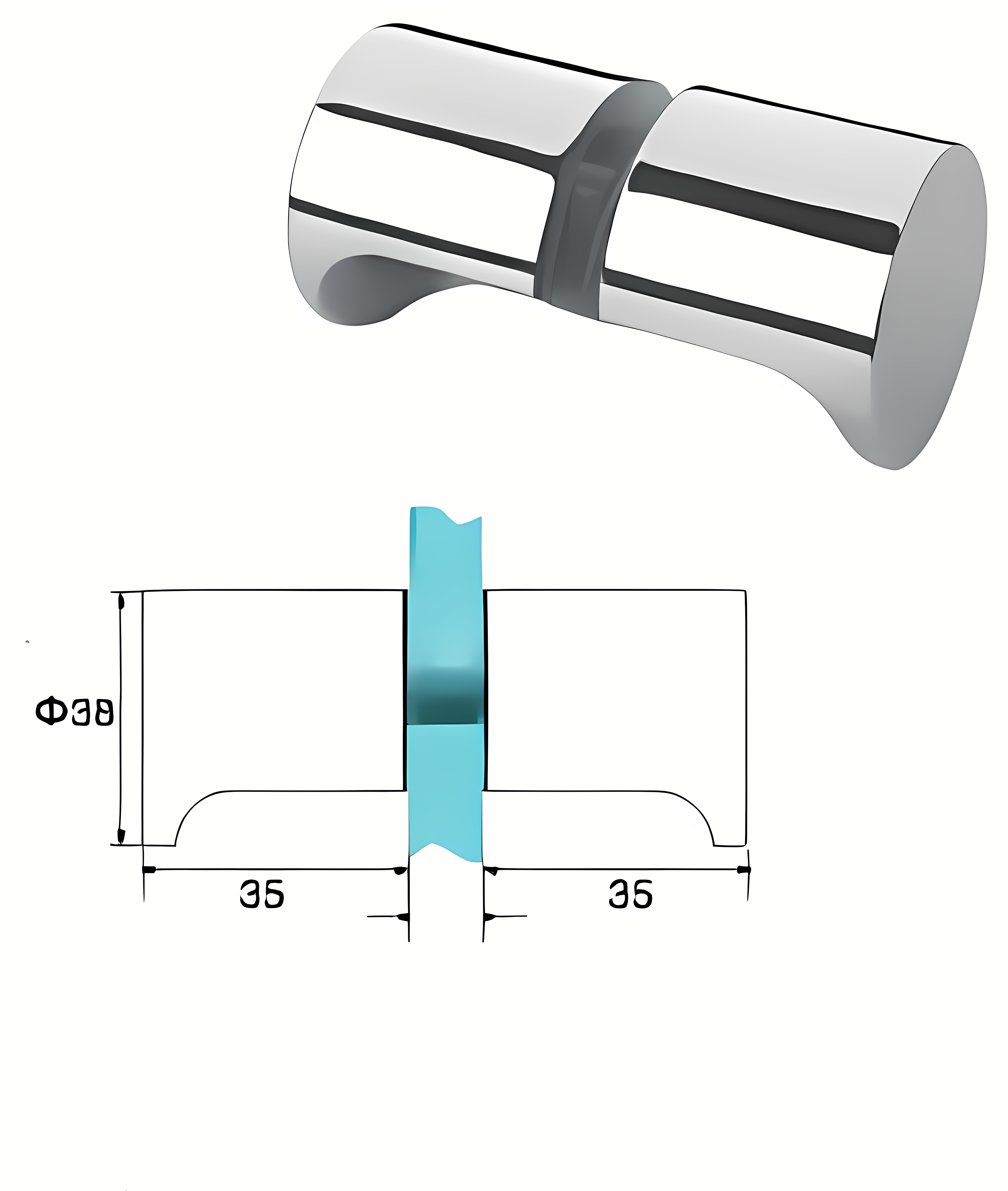 Section through the glass, 8, 10 and 12 mm